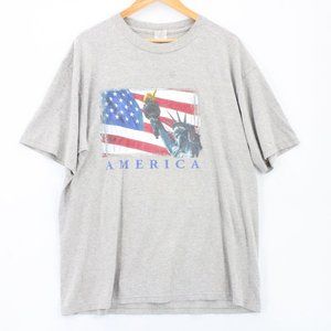 Vintage MJ Soffe Shirt Mens Gray Short Sleeve American Flag Logo Graphic XL USA